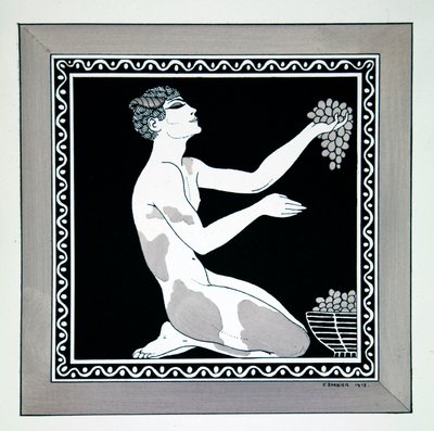 The Afternoon of a Faun sarjasta "Designs on the dances of Vaslav Nijinsky" (1889-1950). Georges Barbier (1882-1932), stensiiliprintti tekijältä Georges Barbier