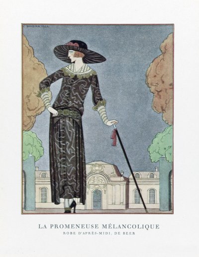 The Melancholic Walker, pubi. 1922 (stensiiliprintti) tekijältä Georges Barbier