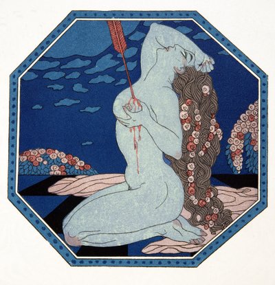 Le Deramantnier, kuvitus Les Chansons de Bilitisistä, Pierre Louys, pub. 1922 (stensiiliprintti) tekijältä Georges Barbier