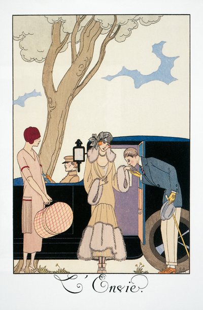 Kateus, George Barbier (1882-1932), Falbalas et Fanfreluches, Almanakka 1925. Ranska, 1900-luku tekijältä Georges Barbier