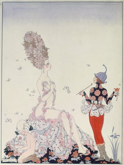 Luontoäiti (kynä, muste ja akvarelli paperille) tekijältä Georges Barbier