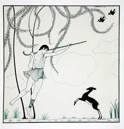 Narcisse sarjasta "Designs on the dances of Vaslav Nijinsky" (1889-1950). Georges Barbier (1882-1932), Pochoir Print tekijältä Georges Barbier