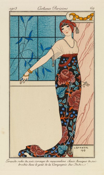Lauta "Costumes Parisiensista" tekijältä Georges Barbier