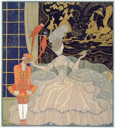Sivun rankaiseminen (väri litho) tekijältä Georges Barbier