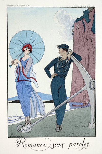 Romansseja ilman sanoja julkaisusta "Falbalas and Fanfreluches, Almanac of Present, Past and Future Modes" tekijältä Georges Barbier