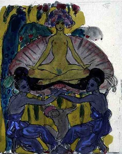 Tutkimus Venuksen syntymästä (muste ja akvarelli paperille) (katso 133205) tekijältä Georges Barbier