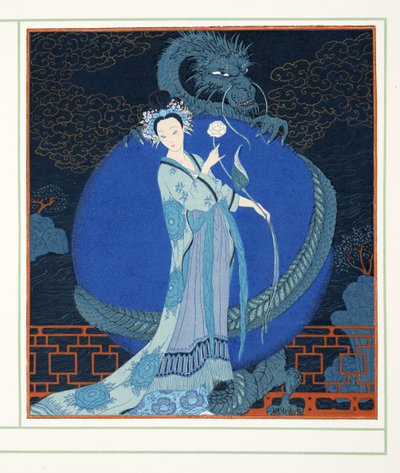 Turandot Princess of China, Personages de Comedie, pub. 1922 (stensiiliprintti) tekijältä Georges Barbier