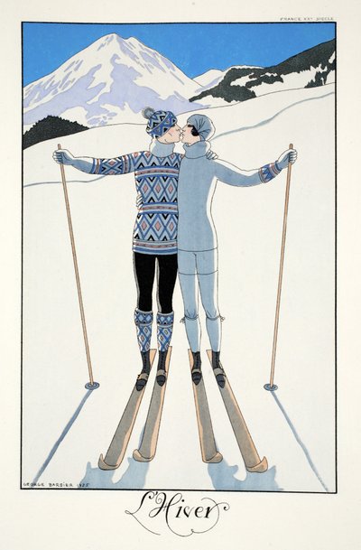 Talvi, teoksesta "Falbalas and Fanfreluches, Almanac of Present, Past and Future Modes" tekijältä Georges Barbier