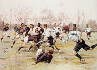 Jalkapallo (rugby), mestaruusottelu Parc de Saint Cloudissa, urheilukalenteri, helmikuu tekijältä Georges Bertin Scott