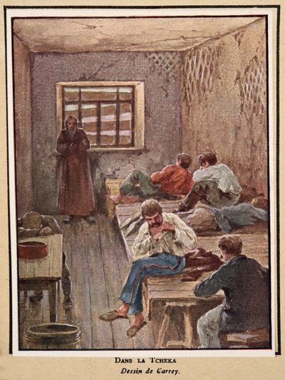 Tšekassa; teoksesta Histoire des Soviets, pub. 1922 (väriliitos) tekijältä Georges Carrey