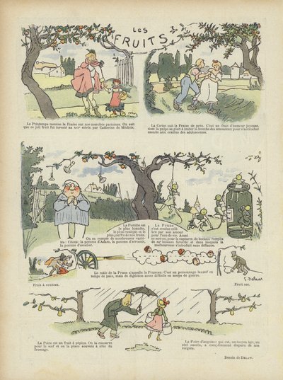 Hedelmät. Kuvitus Le Rirelle tekijältä Georges Delaw