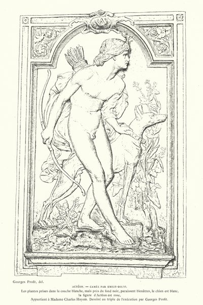 Actaeon, kreikkalaisen mytologian sankari, ranskalaisen kuvanveistäjä Emile Soldin cameo tekijältä Georges Ernest Profit