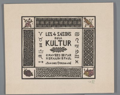 Kansi neljälle vedoksille ensimmäisen maailmansodan kauhuista Les 4 saisons dela kultur (sarjan nimi esineellä) tekijältä Georges Hermann Rene Paul