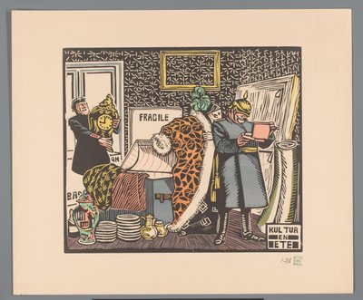 Sotilaat ryöstävät talon Kulttuuri ja ruoka (otsikko esineessä) tekijältä Georges Hermann Rene Paul