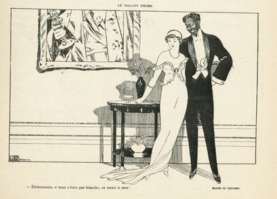 Georges Leonnecin (1881-1940) kuvitus Le Lire -lehdessä 20/07/12 - Le galant negro - Amour, Xenophobia - Musta... tekijältä Georges Leonnec