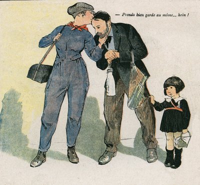 Pidä huolta lapsesta... häh? Georges Paul LEONNECin (1881-1940) kuvitus "" La Baionnette" -kirjassa 15. marraskuuta tekijältä Georges Leonnec