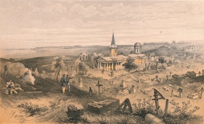 Karanteenihautausmaa ja kirkko ranskalaisen patterin kanssa nro 50, 1856 tekijältä Georges McCulloch