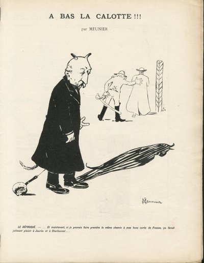 Kuvitus Georges Meunierista (1869-1934) Le Panachessa, rojalistisen lehden illustree, 20.01.04 - Royalismi, uskonto - Combes Emile, Paholainen - Eläinmuodostus tekijältä Georges Meunier
