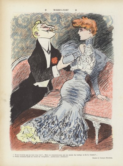 Moderni flirttailu. Kuvitus Le Rirelle tekijältä Georges Meunier