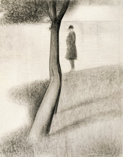Mies seisoo puun vieressä; tutkimus La Grande Jattesta tekijältä Georges Pierre Seurat
