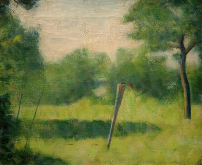 Paysage au piquet (maisema tangon kanssa) tekijältä Georges Seurat