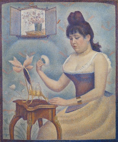 Nuori nainen puuterimassa itseään, n. 1888-1890 tekijältä Georges Seurat