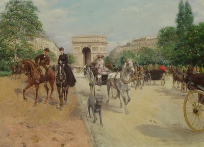 Ratsastajia ja vaunuja Avenue du Bois