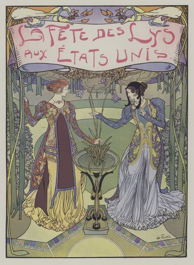 La Fete des Lys Yhdysvalloissa (Liljojen festivaali Yhdysvalloissa) tekijältä Georges de Feure