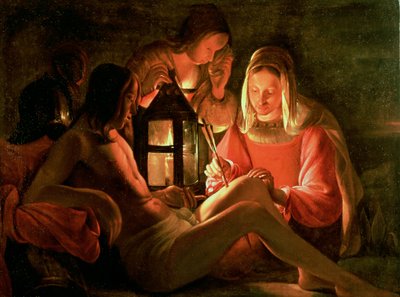 Pyhän naisen hoitama Pyhä Sebastian tekijältä Georges de La Tour