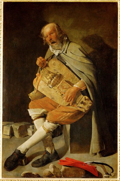 Gurdy Player 1628/30 (maalaus kankaalle) tekijältä Georges de la Tour