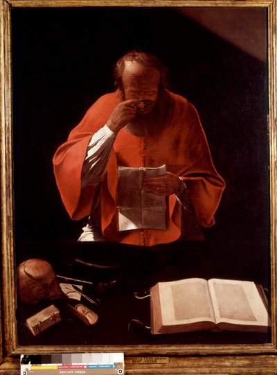 Edustus Saint Jeromesta lukemassa Georges de la Tourin maalausta tekijältä Georges de La Tour