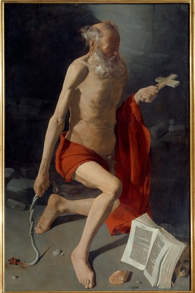 Pyhä Jerome. Georges De La Tourin maalaus (1593-1652) tekijältä Georges de La Tour