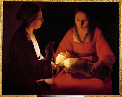 Uusi syntynyt lapsi (The New Born Child). Georges De La Tourin maalaus (1593-1652) tekijältä Georges de La Tour