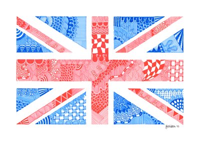 Union Jack, 2015 (muste bristol-kartongille) tekijältä Georgina Naisbitt