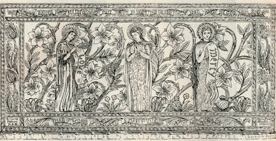 White Memorial Altar Cloth, seurakuntakirkko, Cheddleton, n. 1891 tekijältä Gerald Callcott Horsley