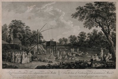 Näkymä Serebryanicheskaya-kylpylöistä Moskovassa, 1796. tekijältä Gerard Barthe de la