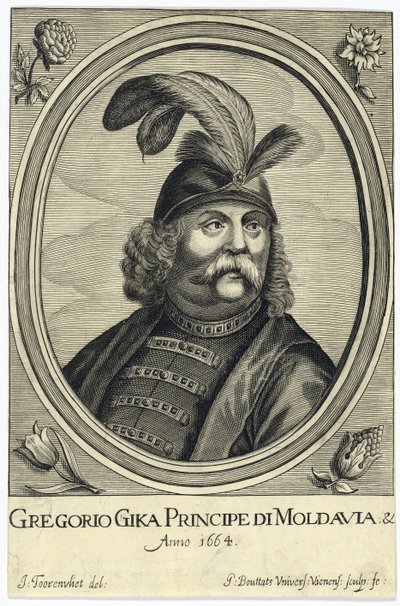 Grigore I Ghica (Ghika) (1628-1675), Wallachian prinssi par Bouttats, Gerard (n. 1630-1668 jälkeen). Kuparikaiverrus, n. 1664, Yksityiskokoelma tekijältä Gerard Bouttats