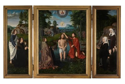 Kristuksen kaste, n. 1502-08 (öljy paneelille) tekijältä Gerard David