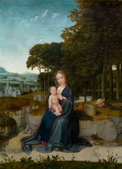 The Rest on the Flight to Egypt (öljy paneelissa) tekijältä Gerard David
