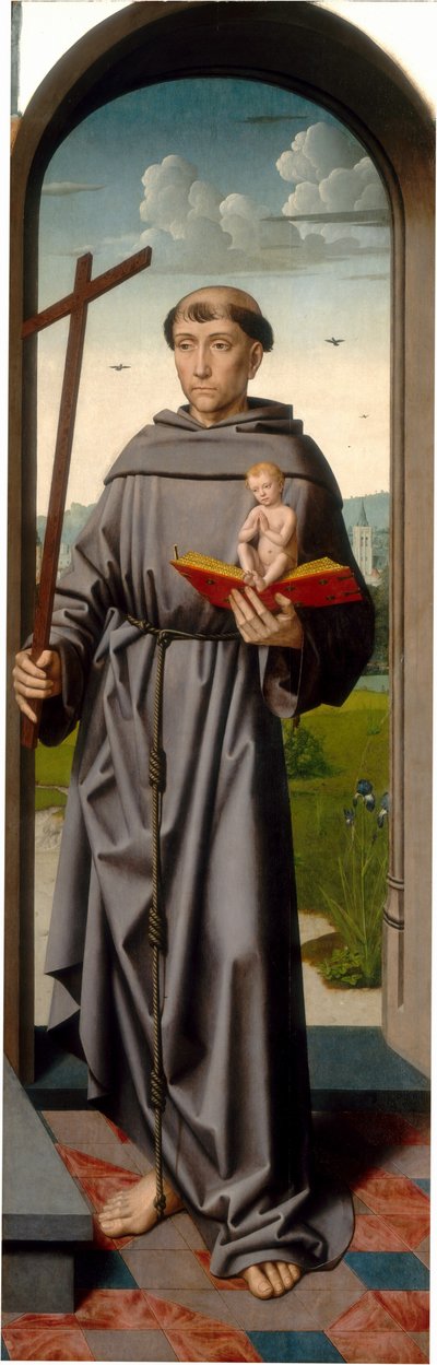 Pyhän Annan alttaritaulu: Pyhä Antonius Padovalainen [oikea paneeli], n. 15001520. tekijältä Gerard David