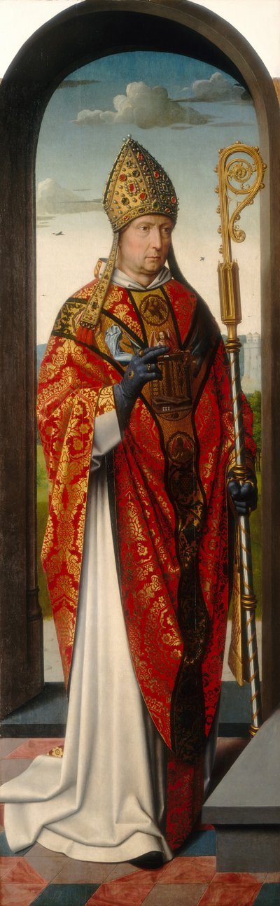 Pyhän Annan alttaritaulu: Pyhä Nikolaus [vasen paneeli], n. 15001520 tekijältä Gerard David