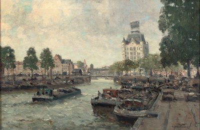 Näkymä Witte Huisille, Rotterdam (öljy kankaalle) tekijältä Gerard Delfgaauw