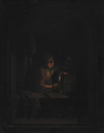 Tyttö kynttilän kanssa tekijältä Gerrit Dou