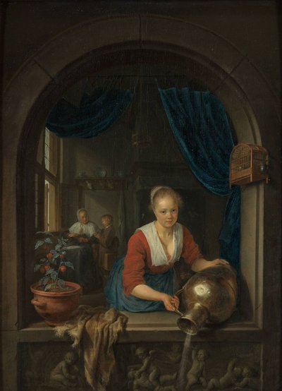 Piika ikkunalla, c. 1660 tekijältä Gerrit Dou