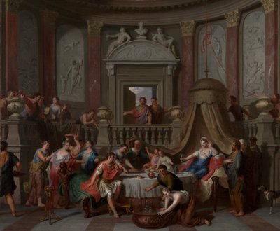 Kleopatran juhla, n. 1700 (öljy kankaalle) tekijältä Gerard Hoet