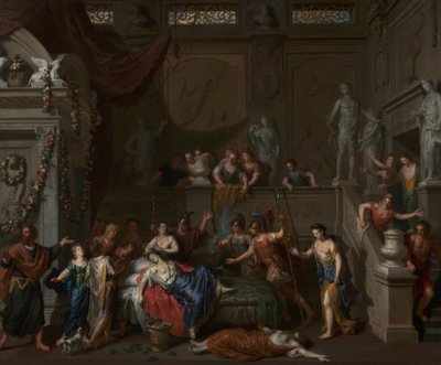 Kleopatran kuolema, n. 1700-1710 (öljy kankaalle) tekijältä Gerard Hoet