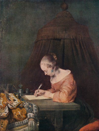 Nainen kirjoittamassa kirjettä, c1655, 1938 tekijältä Gerard Terborch II
