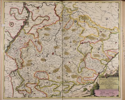 Chorographia ducatus Wurtenburgici quem ab una alteraque parte includunt quique ei includuntur marchionatus praepositura Badensis Elwangensis comitatus Hohenzolern Rechberg et affine almae civitatis Ulmae territorium tekijältä Gerard Valck