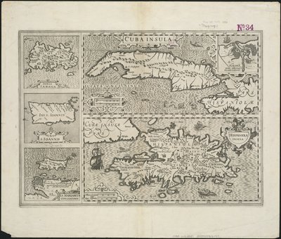 Kuuba Insula ; Hispaniola Insula, kaiverrus Hendrik Hondius, 1633 tekijältä Gerard after Mercator