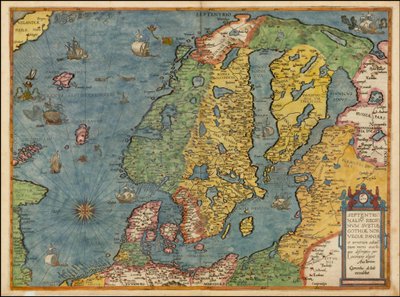 Gerard de Joden vuonna 1593 laatima Pohjois-Euroopan kartta. tekijältä Gerard de Jode